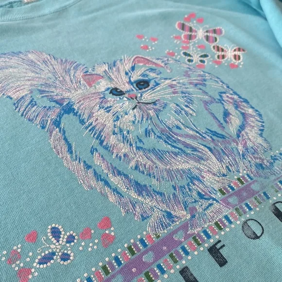 Vintage Cat Lover’s 80s Longline Sweatshirt Dress Grannycore Size L estimated - Picture 6 of 6